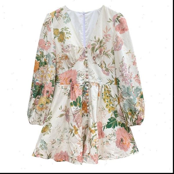 

fashion runway holiday rompers female v neck high waist short jumpsuit elegant womens long sleeve vintage floral playsuits, Black;white