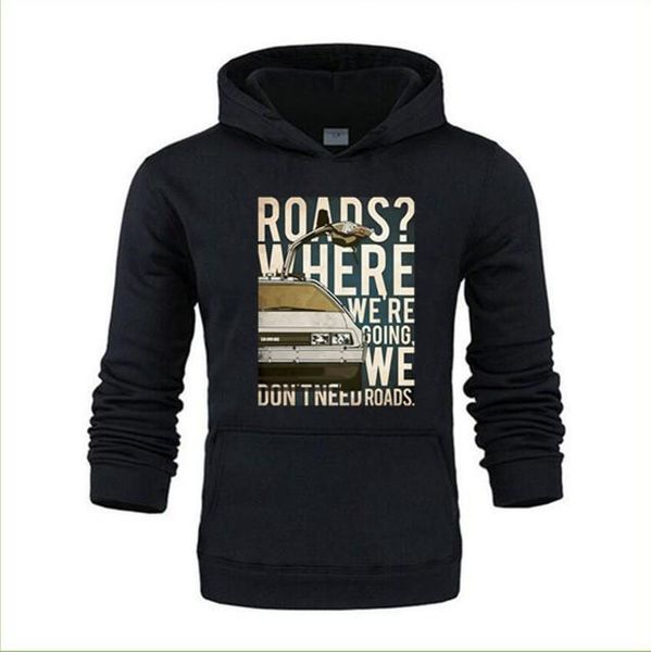 

men's hoodies & sweatshirts back to the future hoodie warm long sleeve pullover high quality, Black