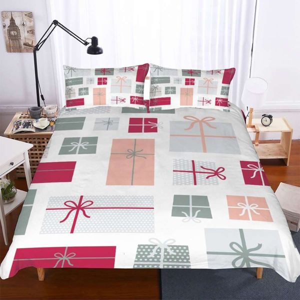 

christmas gift box bedding set microfiber skin-friendly duvet cover pillowcase new year room decor bedspread home quilt cover