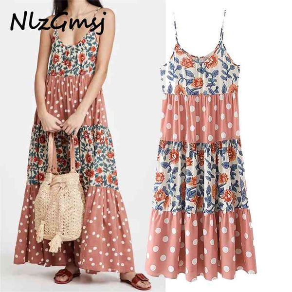 

dress woman pink polka dot floral print women elegant slip vintage pleated party vestidos 03 210628, Black;gray