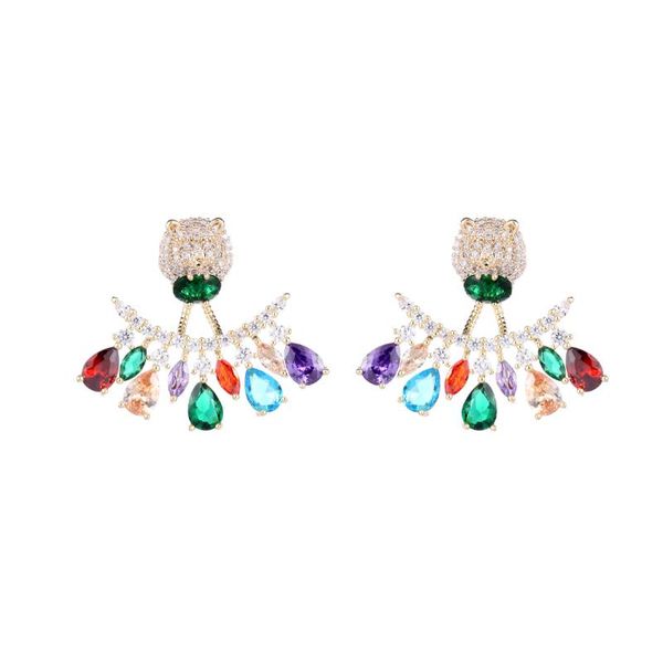 

stud fashionable personality micro inlaid technology color earrings, Golden;silver