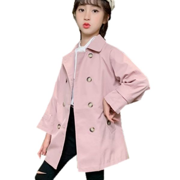 

2021 new 3-11t children of baby girl coats pink wind girls'jackets solid jacket outerwear formal girls trench coat n2pb, Blue;gray