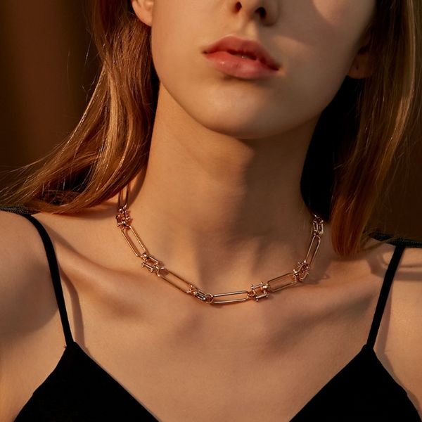 

fashion clavicle necklace classic gold color chain necklaces for women chain jewelry golden chain necklaces