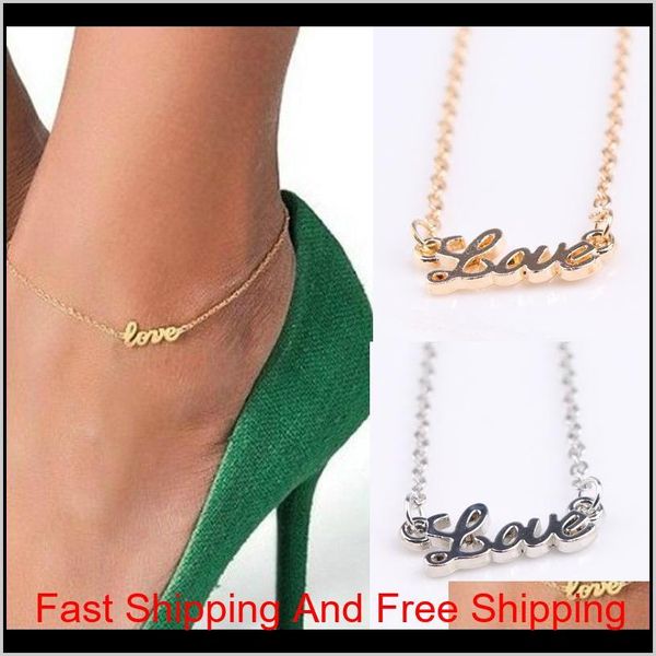 

new summer style gold/silver/black plated love letter statement anklet for wo qyllka new_dhbest, Red;blue
