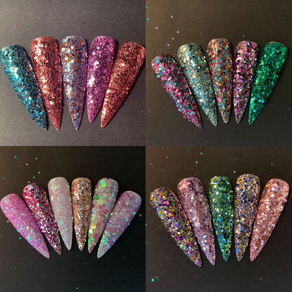 

european and usa selling nail art glitter colorful shining paillette diy nail beauty tools for salon, Silver;gold