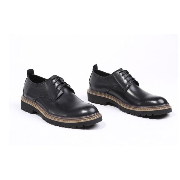 

genuine leather formal oxford shoes business dress suit shoes brand classic lace up hand polishing wedding party shoes men e40, Black