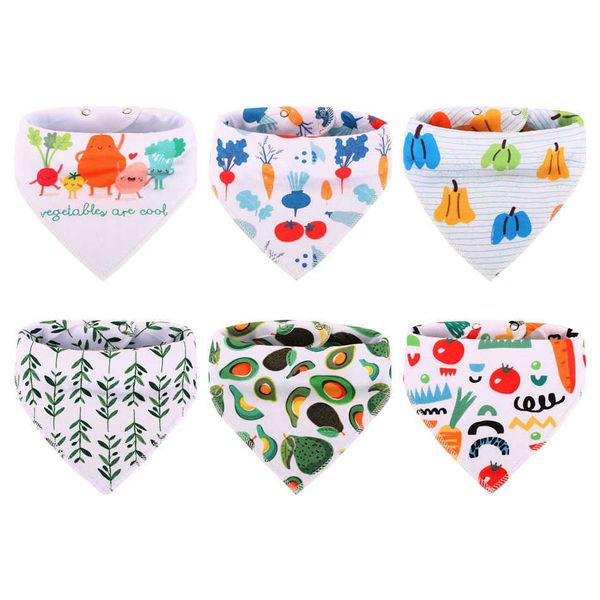 

happy flute 6pieces/set reusable washable adjustable baby cotton triangle bibs girls and boys toddler triangle scarf bandana bib 211117