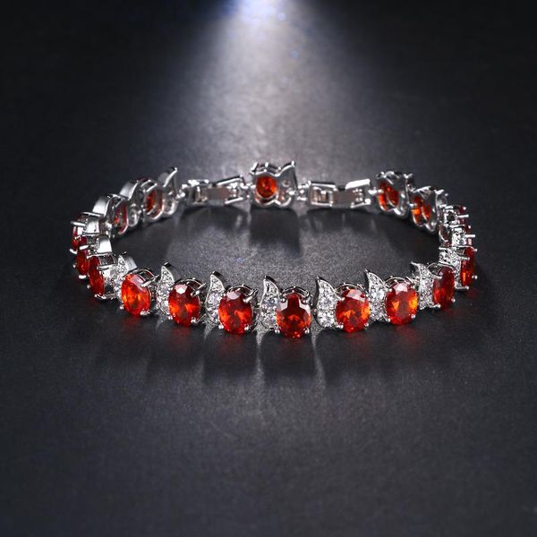 

link, chain s luxury shining oval shape cubic zirconia bracelet cuff women's sparking jewelry party gift factory direct b-060, Black