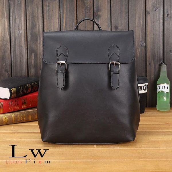 

backpack fashion travel men's and women's outdoor leisure bag retro trendy pu soft leather luggage adjustable shoulder strap