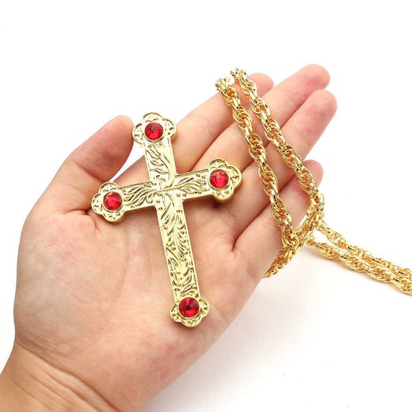 collana croce juses cattolica Collana in metallo dorato artigianato accessorio per decorazioni per la casa pendente per regali di battesimo ortodosso religioso X0707