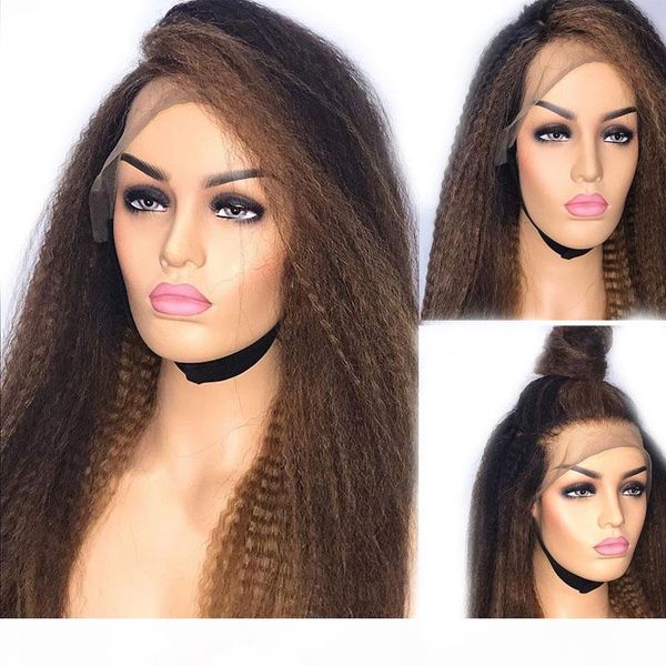 

honey blonde ombre 13*6 deep part lace front human hair wigs preplucked black women remy brazilian afro kinky straight wigs