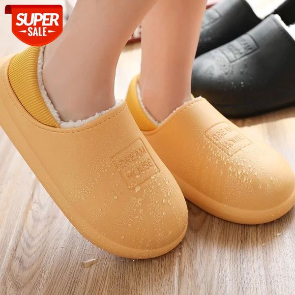 

puimentua waterproof non-slip home slippers winter warm home women indoor cotton ladies soft slippers memory foam couples shoes #zn2v, Black
