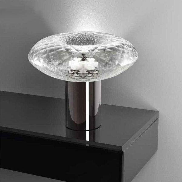 

table lamps water ripple glass lamp, transparent lampshade, black base combined, living room, bedroom, bedside.