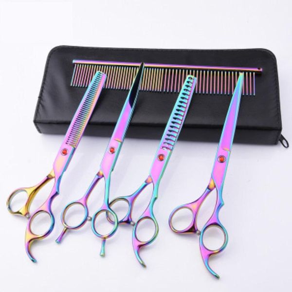 

hair scissors colorful cutting flat cut teeth pet grooming tool kit dog set color random high quality