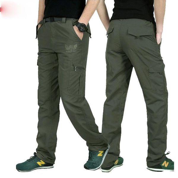 

men's pants military style cargo men summer waterproof breathable male trousers joggers army pockets casual plus size 4xl, Black
