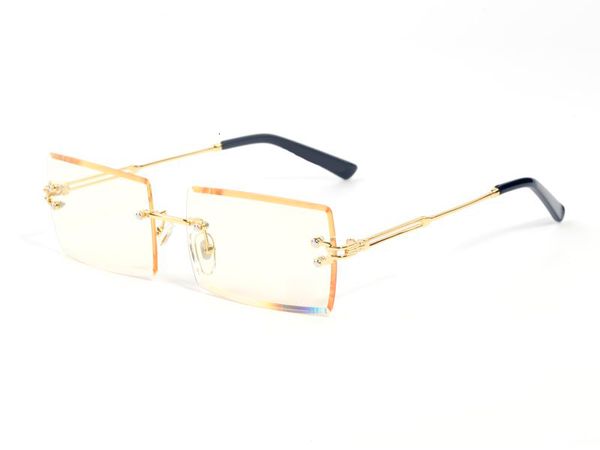 

luxury designer fashion cart/er sunglasses pawes vintage rimless c wire women eyewear for summer diamond cutting clear glasses metal frame o, White;black