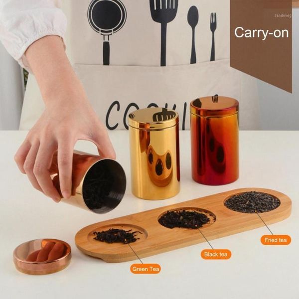 

storage bottles & jars compact practical easy opening high-end canister box stainless steel tea leaves sealed lid for food