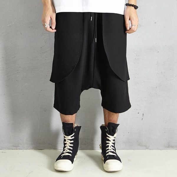

men's pants men fashion casual harem pant streetwear hip hop low crotch loose big pocket wide leg trousers jogger black