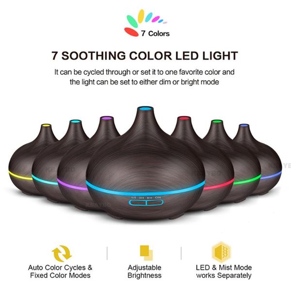 

400ml led lamp electric aroma air humidifier essential air diffuser wood purifier cool mist maker for home office spa