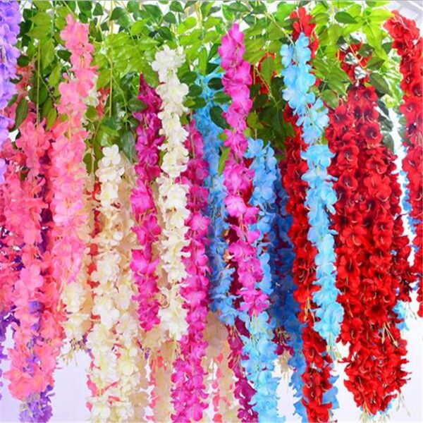 

12pcs silk wisteria flower vine artificial hydrangea flower stems 43.3" for wedding home artificial floral decoration