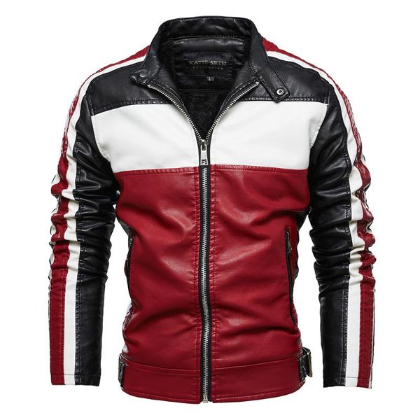 

men's fur & faux idopy men classic leather jacket motorcycle biker zip up coat warm outerwear for male us size, Black