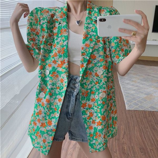 

women's suits & blazers hzirip summer hong kong female style blazers floral vintage jacket casual imprint lady from the chic office ble, White;black