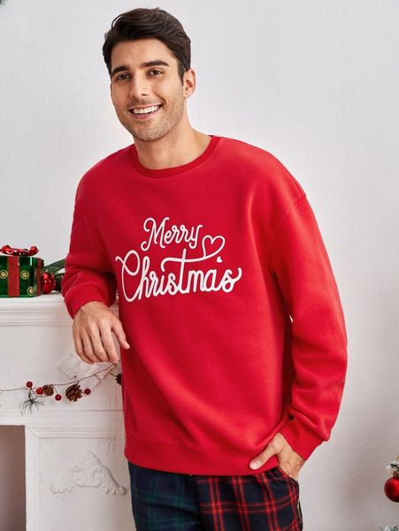 

men letter graphic drop shoulder sweatshirt 81eo#, Black