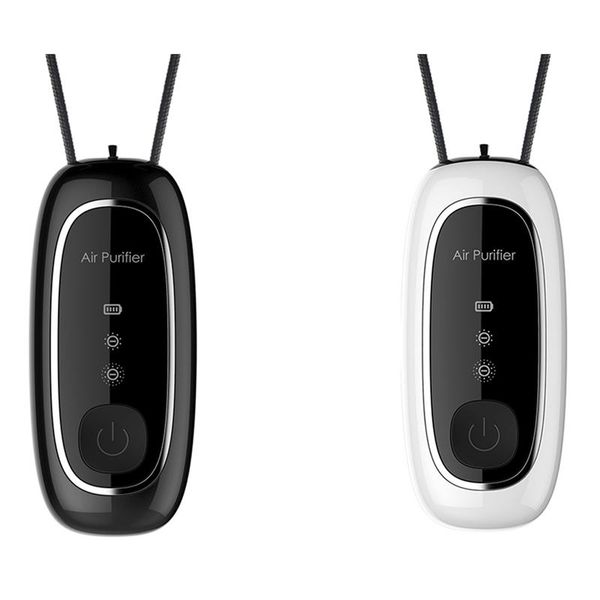 

air purifiers 2 pcs hanging neck purifier fashion personal wearable mini negative ion generator white & black