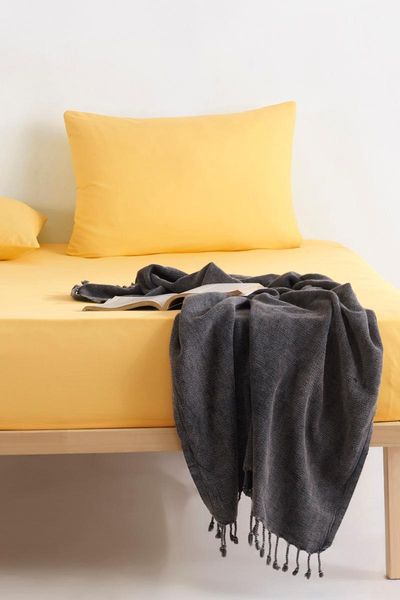 

sheets & sets flat-colored double bed sheet set 160x200cm natural cotton