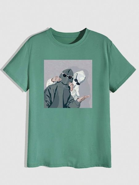

romwe guys figure graphic tee k9zj#, White;black