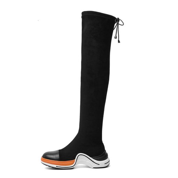 

2021 genuine woman on her knee mixed fashion long women's boots pazw, Black