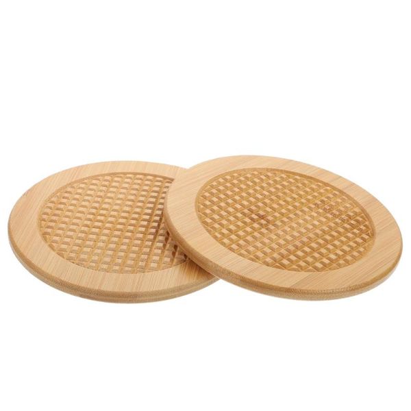 

mats & pads 2pcs bamboo coasters practical drink anti-skid cup mat for home office