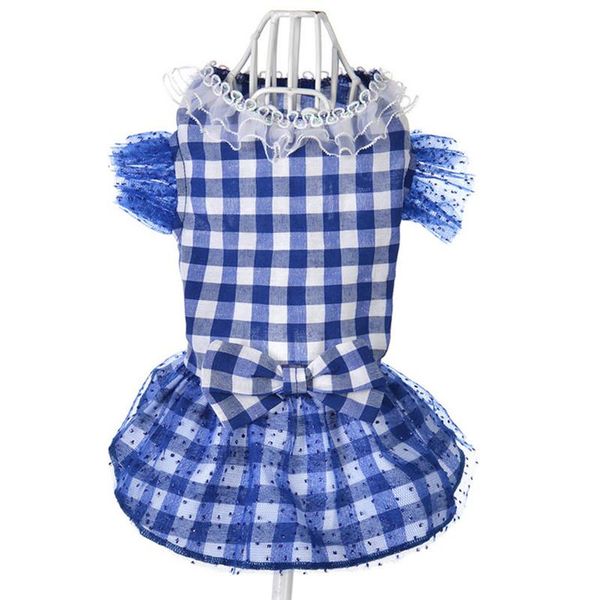 

dog apparel pet skirt spring and summer breathable thin plaid clothing dress small a1