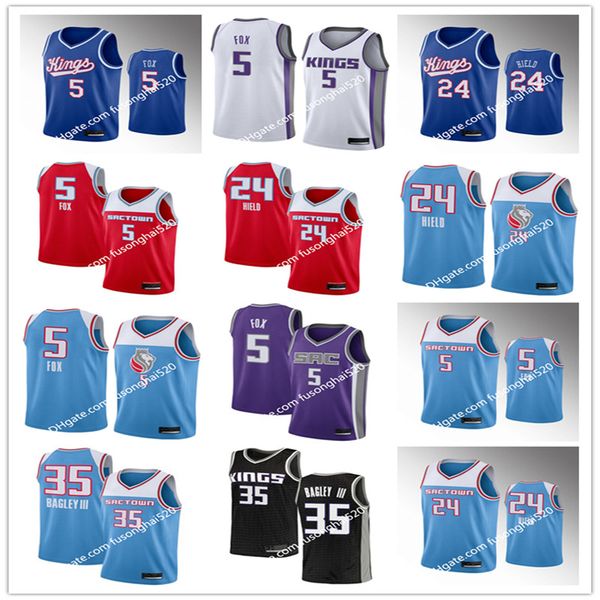 

men de'aaron fox buddy hield marvin bagley iii jerseys sacramento kings 2020/2021 swingman basketball jersey edition, Black;red