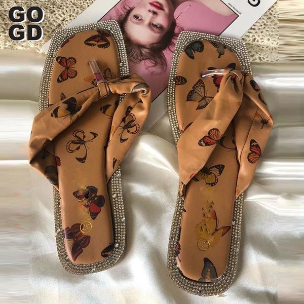 

slippers [gogd]women summer bow embroidery slides platform pu sandals ladies flip flops beach shoes femal plus size 41, Black