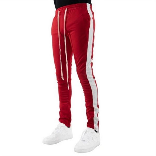 

men's pants fashion sports trend beggar trousers outdoor fitness training striped color block tether, Black