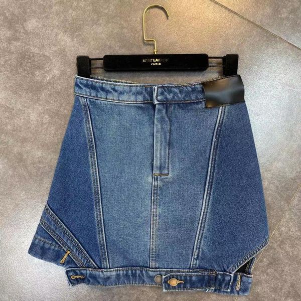

skirts 2021 spring arrivals cotton liner blue short mini denim skirt women streetwear ml586, Black