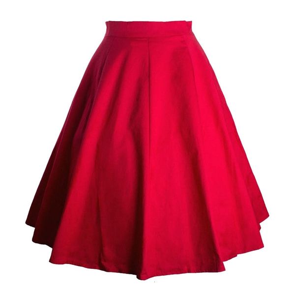 

skirts faldas de algodn cintura alta vintage para mujer falda acampanada verano pin up polka dot rojo,p93 con flores eilu, Black