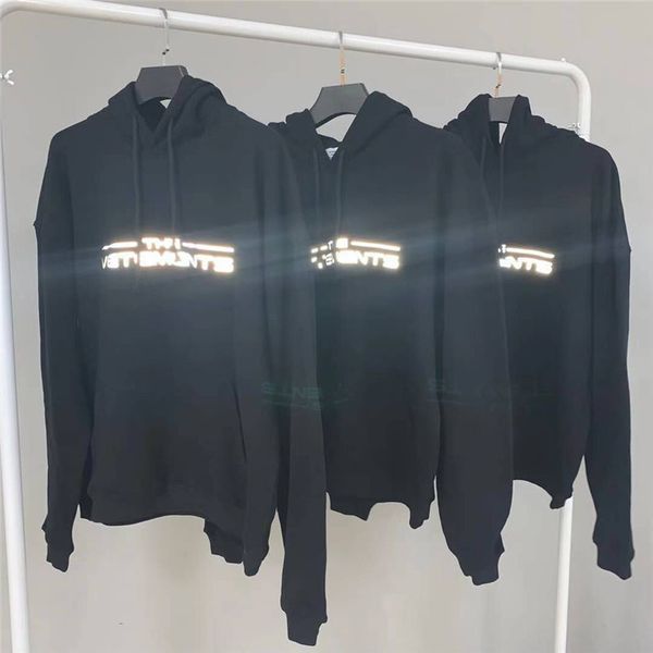

2021 new reflective letters the hoodie men women vetements hooded embroidered mark vtm sweatshirts kvbx, Black