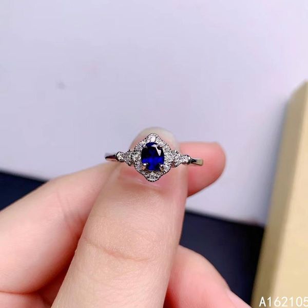 

cluster rings 925 pure silver chinese style natural sapphire women's vintage luxury exquisite adjustable gem ring fine jewelry support, Golden;silver