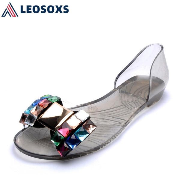 

sandals leosoxs 2021 womens shoes open toe transparent woman slides slip-on women slide ladies l272, Black