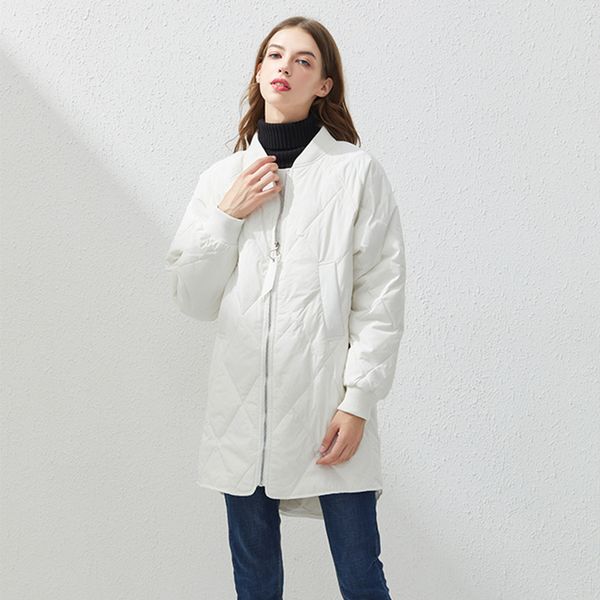

2021 new winter stand collar long jacket women ultra light white duck down coat oversize er parkas slim warm snow outwear dn33, Black