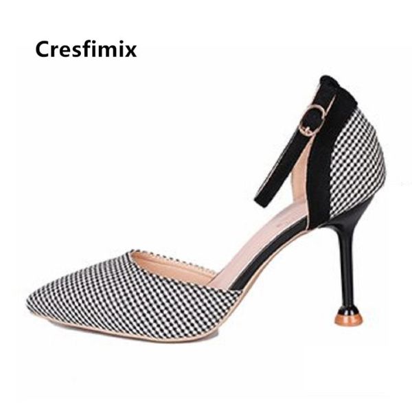 

dress shoes cresfimix vrouwen pompen women cute pointed toe heel pumps lady pink party b5119, Black