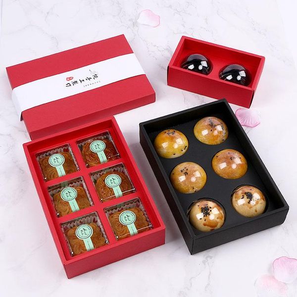 

gift wrap 2021 black/red mooncake containers packaging boxes baking food holders macaron cake paper dec