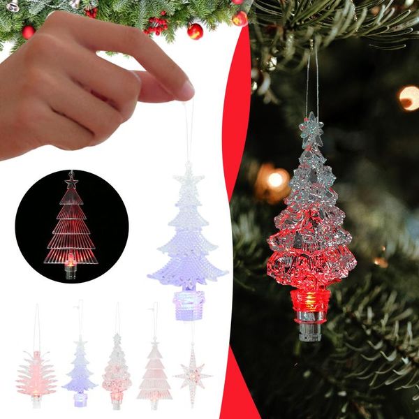 

party decoration plastic ornaments creative mini christmas tree led luminous pendant
