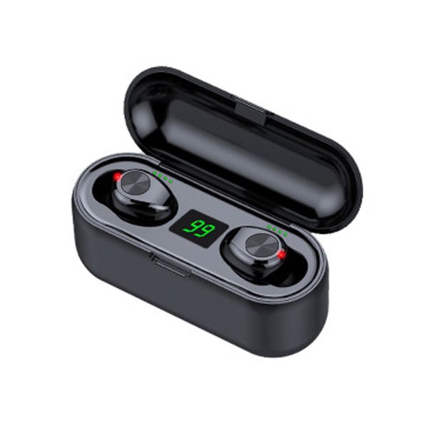 

touch style button style wireless earphone bluetooth v5.0 f9 tws headphone led display with 2000mah power bank headset with microphone