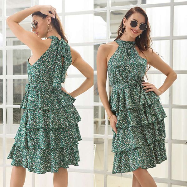 

floral lace cascade ruffle cake drs women's 2020 new summer, White