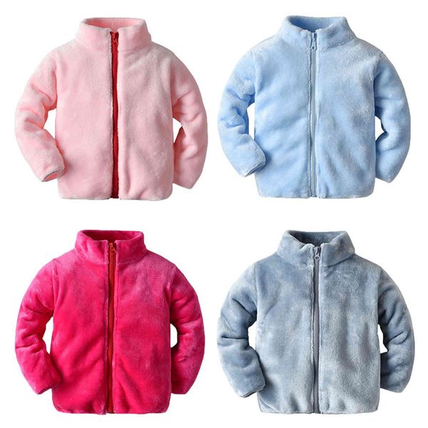 

boys and girls winter clothes children's clothes flannel warm home coral velvet coat, Blue;gray