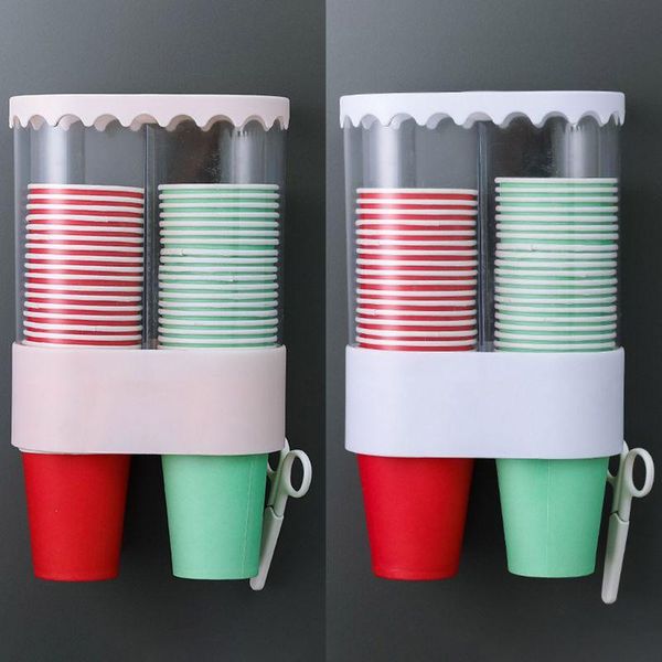 

wall mounted automatic disposable paper cup dispenser holder cups storage rack 37mf