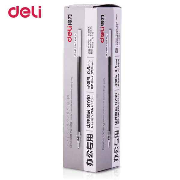 

refills deli 20pcs/lot refill 0.5mm gel pen office school stationery ink replacement articulos de oficina supplies, Black;red